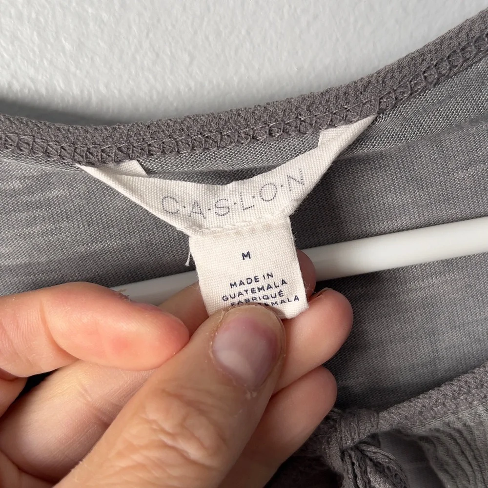 *Caslon Gray Blouse with Lace Trim - Picture 2 of 2